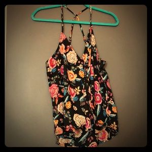 Tank top black with floral print
